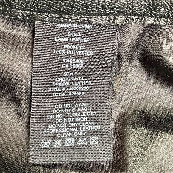 Theory Lamb Leather Bristol Crop Pant L Black Flare Trousers Size 00 - Picture 9 of 10